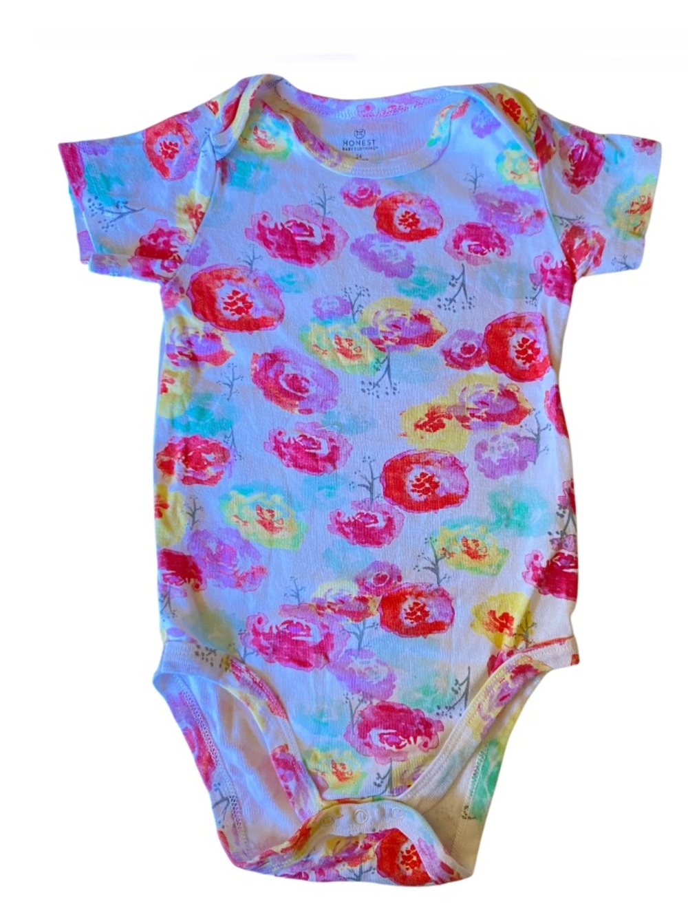 HONEST Baby Clothing Floral Short-Sleeve Onesie Size 24 Months